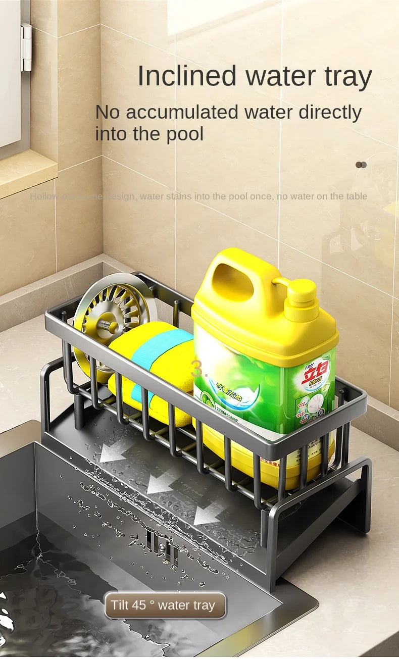 Nestlyra Auto-Drain Sink Caddy & Brush Holder
