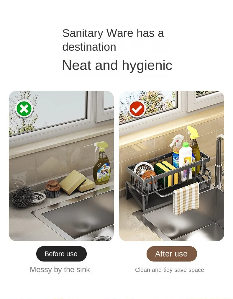 Nestlyra Auto-Drain Sink Caddy & Brush Holder