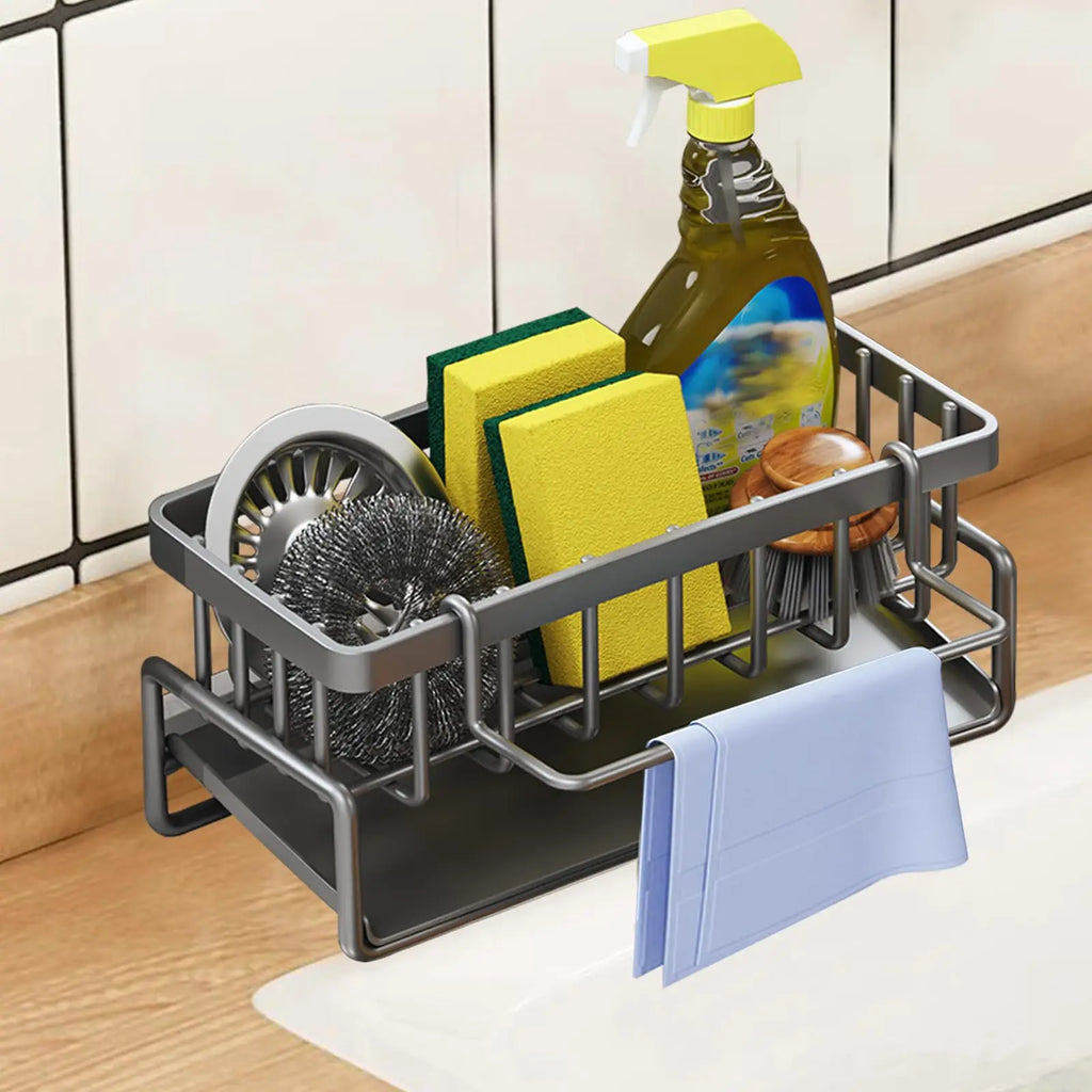 Nestlyra Auto-Drain Sink Caddy & Brush Holder
