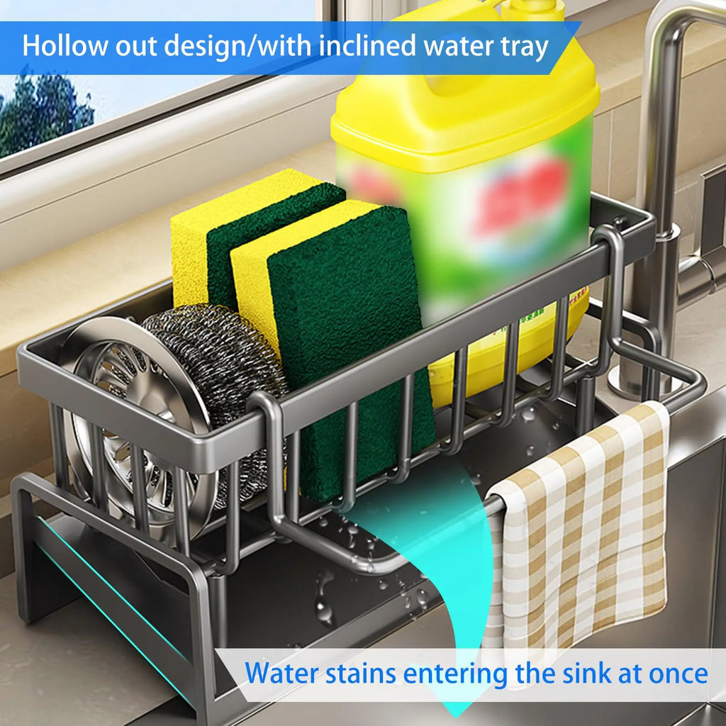 Nestlyra Auto-Drain Sink Caddy & Brush Holder
